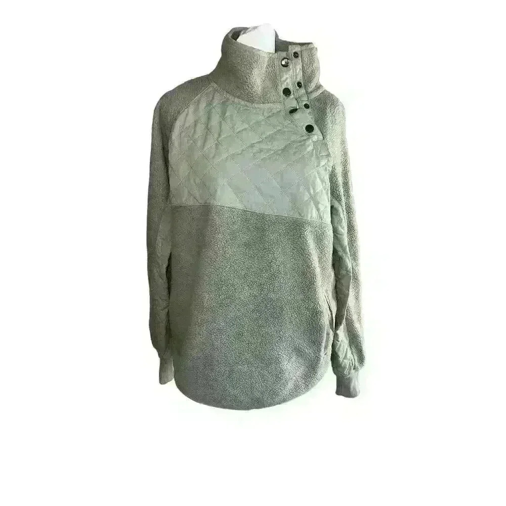 Abercrombie & Fitch Asymmetrical Snap-Up Fleece Pullover Jacket Women's Size S